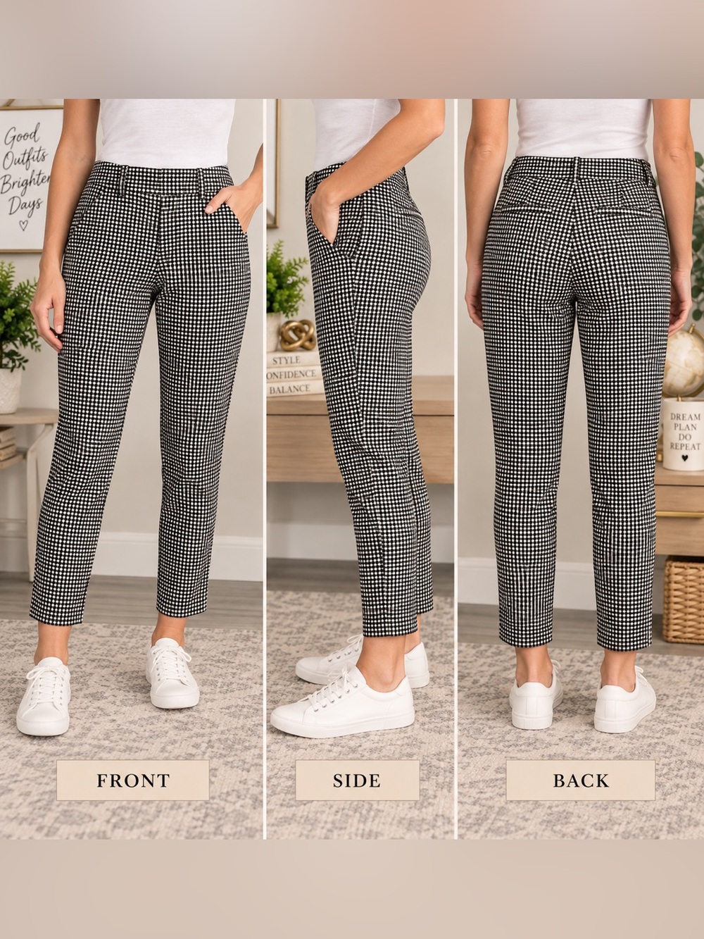 NWT - Mario Serrani Black White Gingham Capri Pants - Size Small